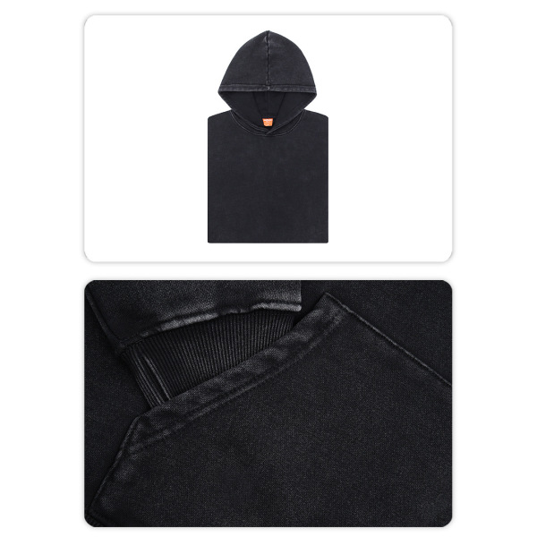High Street Washed Distressed Series Craft Hooded Sweatshirt 3