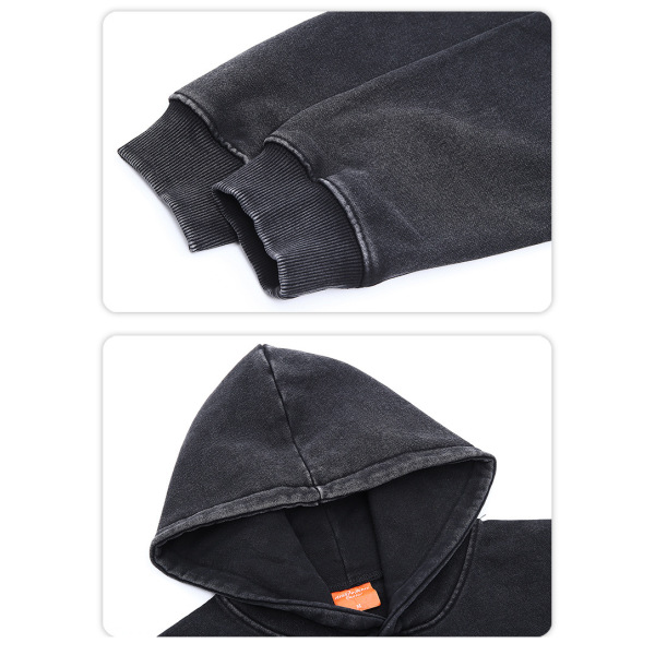 High Street Washed Distressed Series Craft Hooded Sweatshirt 3