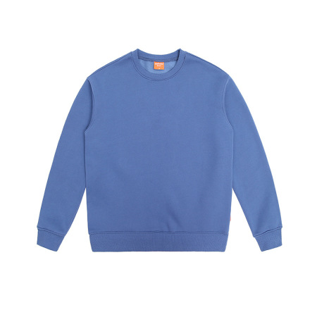 Pure cotton plus fleece solid color loose round neck sweatshirt 4
