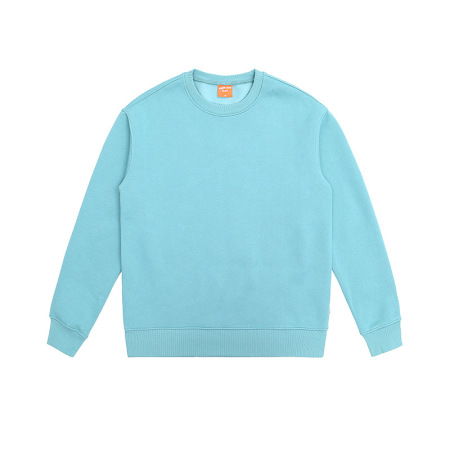 Pure cotton plus fleece solid color loose round neck sweatshirt 4