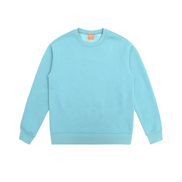 Pure cotton plus fleece solid color loose round neck sweatshirt 4