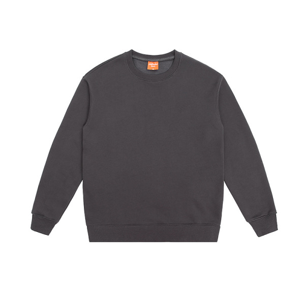 Pure cotton plus fleece solid color loose round neck sweatshirt 4