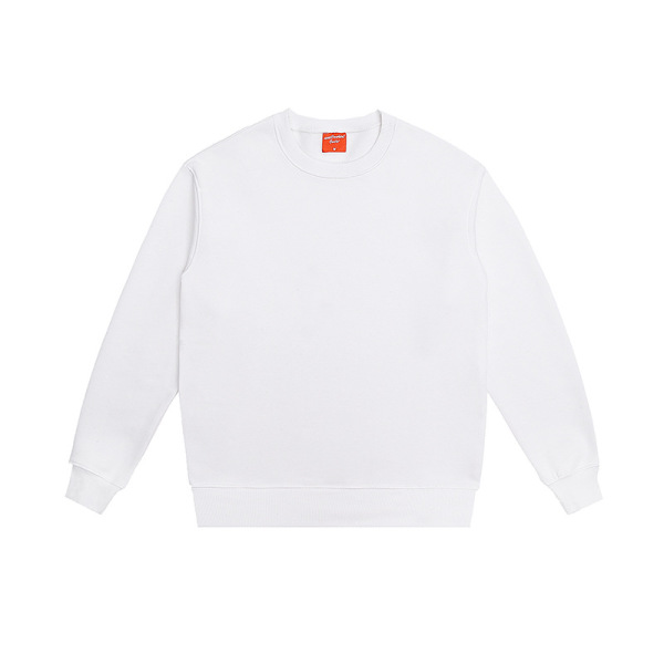 Pure cotton plus fleece solid color loose round neck sweatshirt 4