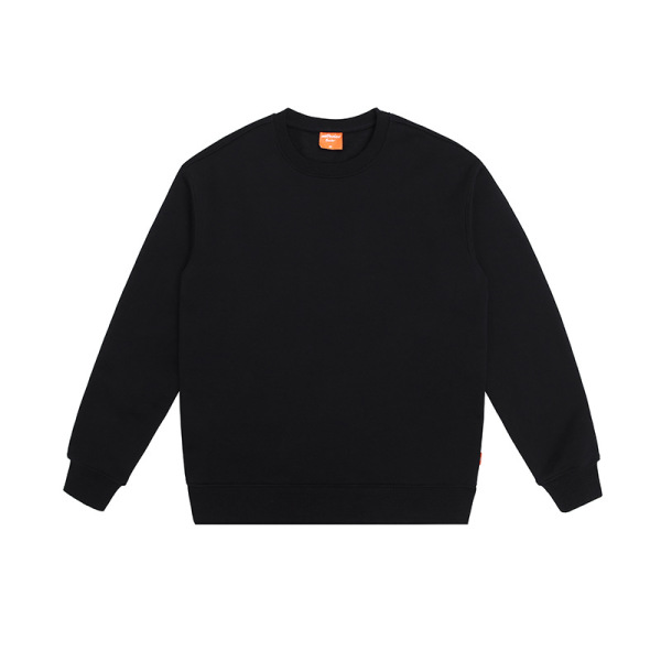 Pure cotton plus fleece solid color loose round neck sweatshirt 4