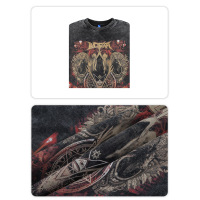 Round neck sweatshirt retro washed distressed dark print 12