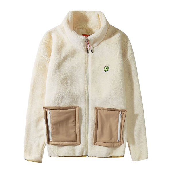 men's lamb wool jacket, plush and thickened stand collar cotton jacket 13