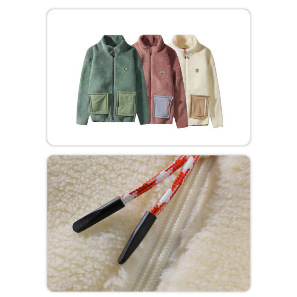 men's lamb wool jacket, plush and thickened stand collar cotton jacket 13