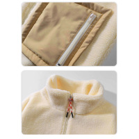 men's lamb wool jacket, plush and thickened stand collar cotton jacket 13