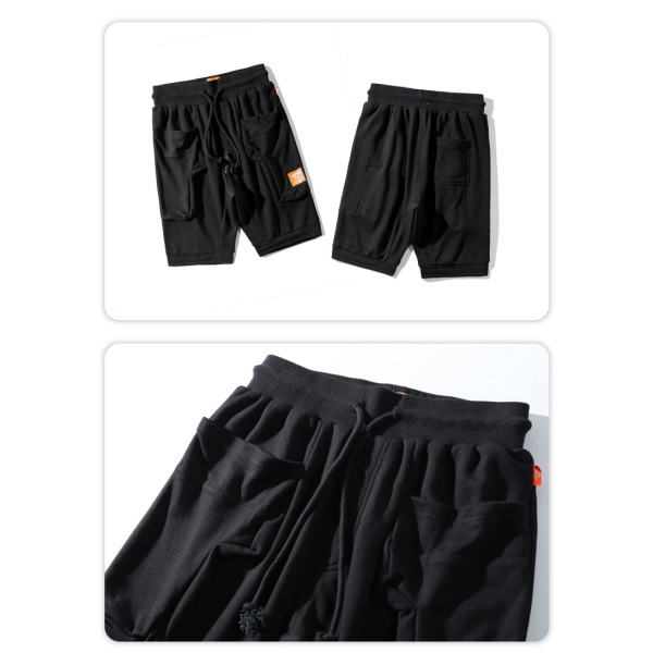 Pure cotton loose straight-leg big pocket shorts 28