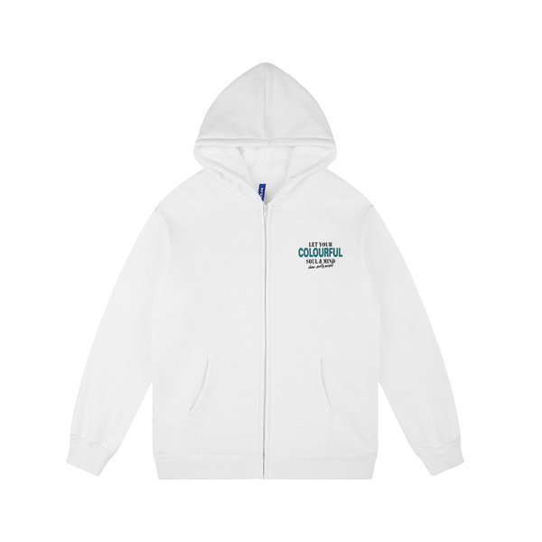 Zipper Cardigan Sweatshirt Hoodie Sweatshirt Foam Print 16