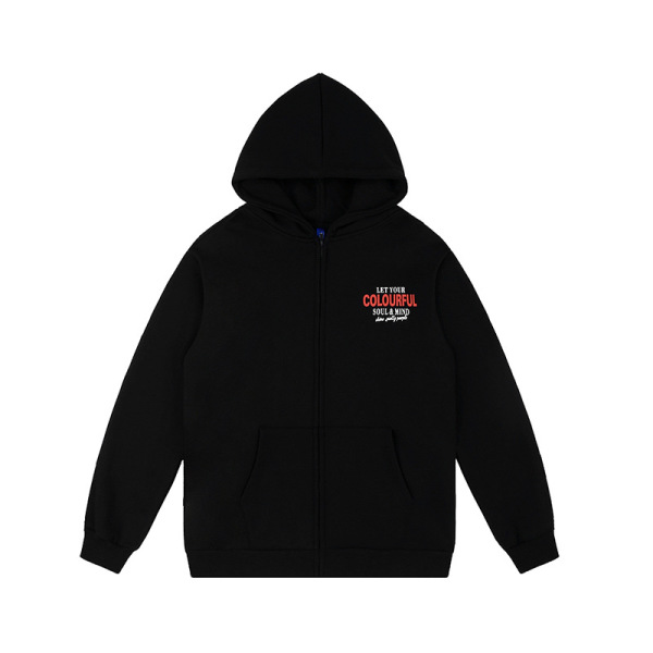 Zipper Cardigan Sweatshirt Hoodie Sweatshirt Foam Print 16