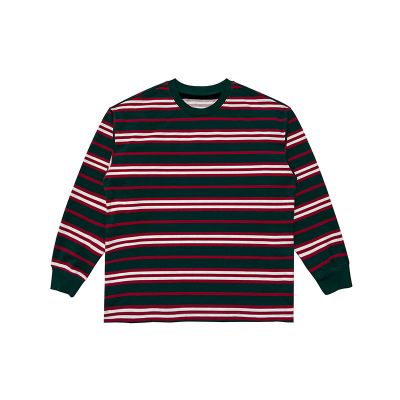 Contrast striped long-sleeved T-shirt with loose round neck 48