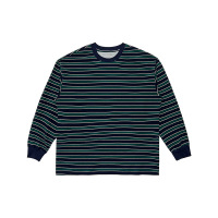 Contrast striped long-sleeved T-shirt with loose round neck 48