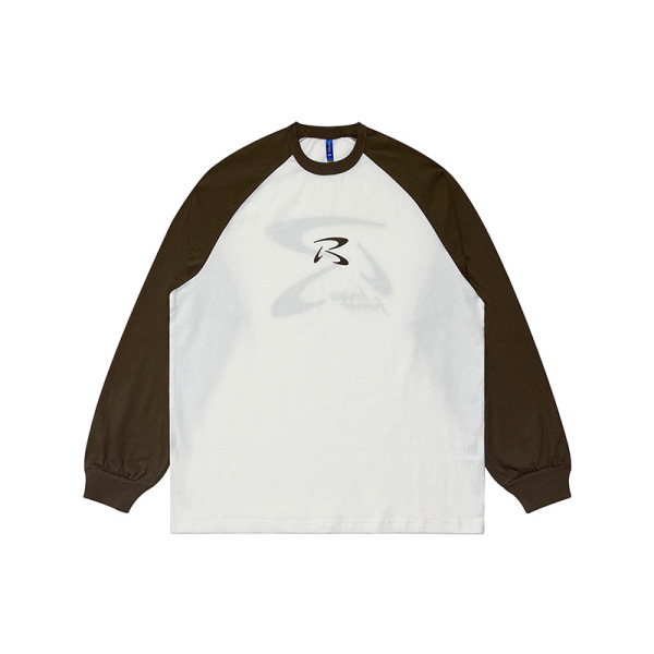 Retro Raglan Sleeve T-shirt Casual Loose Versatile Long Sleeve 45