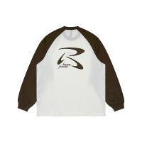 Retro Raglan Sleeve T-shirt Casual Loose Versatile Long Sleeve 45