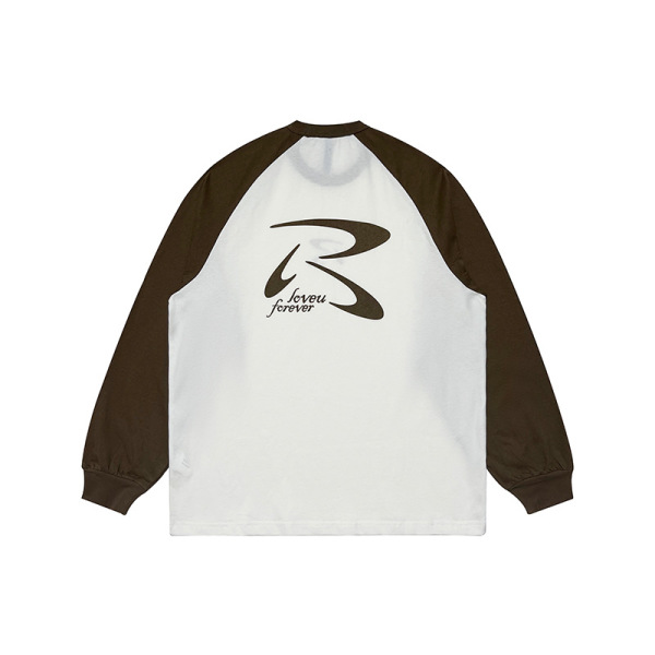 Retro Raglan Sleeve T-shirt Casual Loose Versatile Long Sleeve 45
