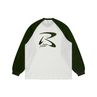 Retro Raglan Sleeve T-shirt Casual Loose Versatile Long Sleeve 45