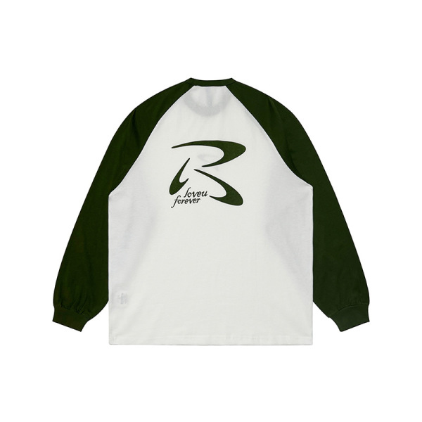 Retro Raglan Sleeve T-shirt Casual Loose Versatile Long Sleeve 45