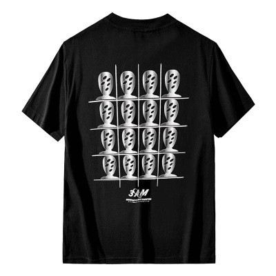 Short-sleeved T-shirt black alien print loose hip-hop 38