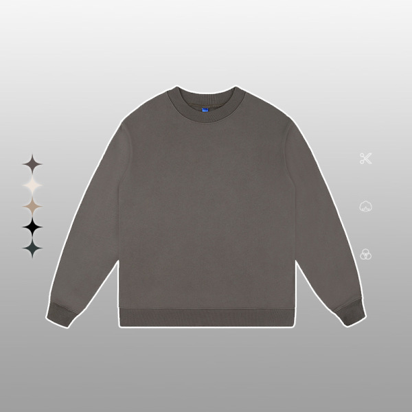 Terry solid color loose round neck sweatshirt 56